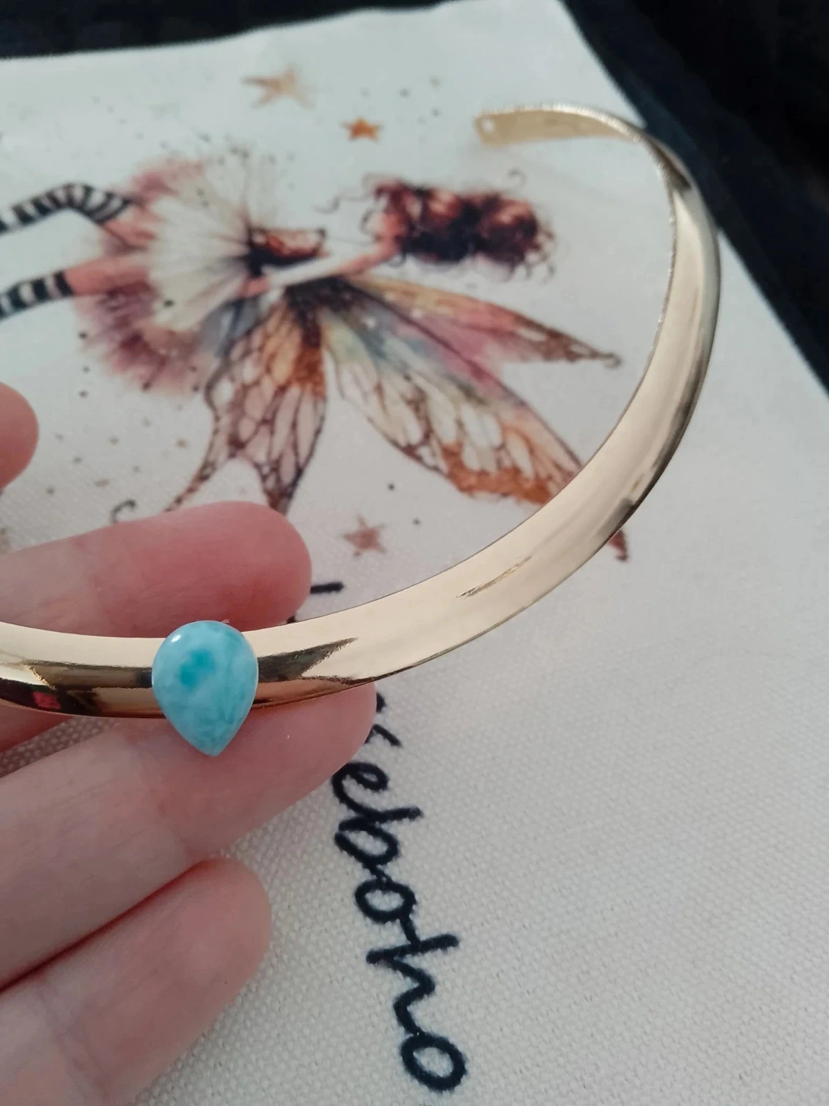 Collier torque pierre de larimar naturelle – photo 2
